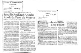Senado rechazó anoche abolir la pena de muerte/ La votación sobre la pena de muerte