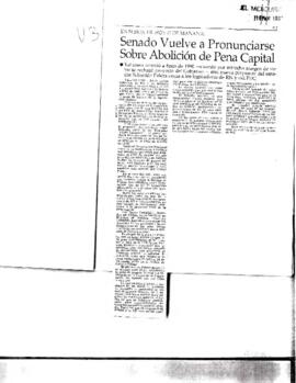 Senado vuelve a pronunciarse sobre abolición de pena capital