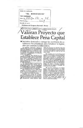 Valoran proyecto que establece pena capital