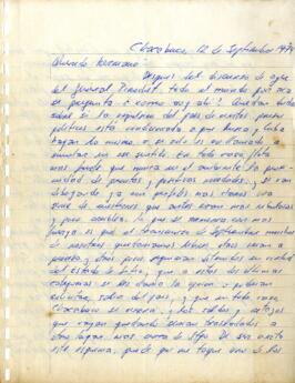 Carta de Sergio Arancibia a su hermano, Chacabuco septiembre 1974