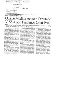 Obispo Medina acusa a diputado Vicente Sota por Términos Ofensivos