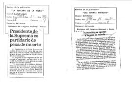 Presidente de la Suprema es partidario de la pena de muerte/ Humanistas se oponen a la pena de mu...