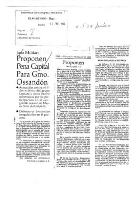 Proponen pena capital para Guillermo Ossandon