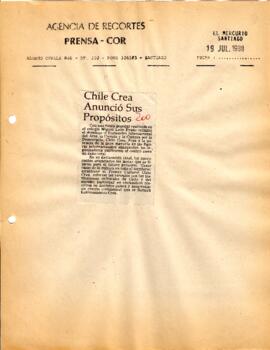 Chile Crea anunció sus propósitos.