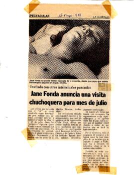 Jane Fonda anuncia una visita chuchoquera para mes de julio.
