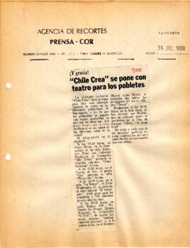 Chile Crea se pone con teatro para los pobletes.