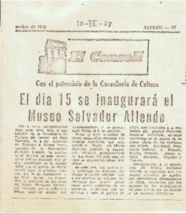 Con el patrocinio de la Consellería de Cultura: el día 15 se inaugurará el Museo Salvador Allende.