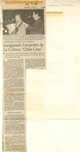 Inaugurado encuentro de la cultura Chile Crea.