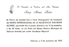 Invitación a muestra inaugural del Museo Internacional de la Resistencia Salvador Allende.