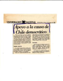 Apoyo a la causa de Chile democrático.