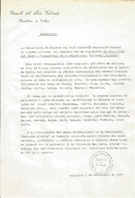 Comunicado sobre la exposición del Museo Internacional de la Resistencia Salvador Allende en Vale...