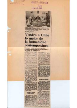 Vendrá a Chile lo mejor de la humanidad contemporánea.