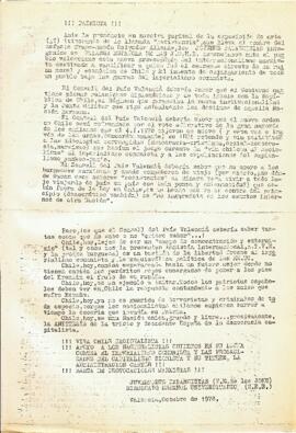 Comunicado emitido por los Jóvenes Falangistas integrados en Falange Española de las J.O.N.S.