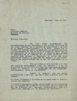 Carta de Andrés Aylwin Azocar a Ministro de Justicia Francisco Cumplido