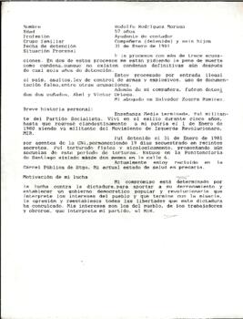 Biografía y testimonio de la detención de Rodolfo Rodríguez Moraga.