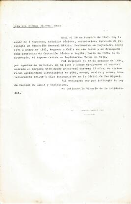 Biografía y testimonio de la detención de Ledy del Carmen Castro Urra.