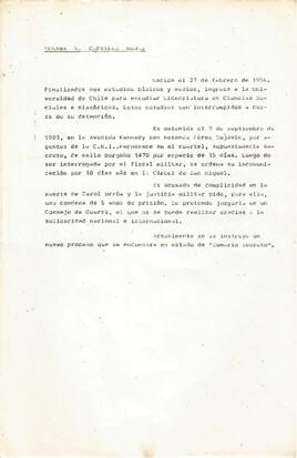 Biografía y testimonio de la detención de Susana Capriles Rojas.