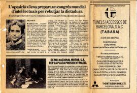 L’oposició xilena prepara un congreso mundial d’intel-lectuals per rebutjar la dictadura.