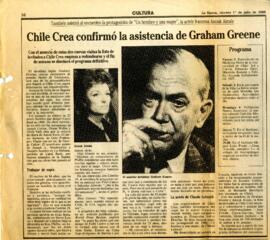 Chile Crea confirmó la asistencia de Graham Greene.