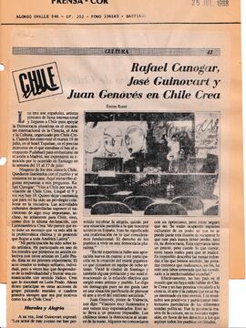 Rafael Canogar, José Guinovart y Juan Genovés en Chile Crea