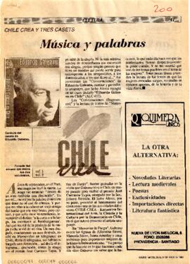 Chile Crea y tres casets. Música y palabras.