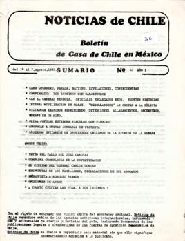 Noticias de Chile. N° 47 Año I Del 1 al 8 de agosto de 1985