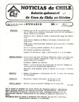 Noticias de Chile. N°203 Año V. Del 14 al 19 de octubre 1988