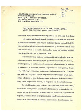 Carta a la Comisión de la Sra. Angela Jeria, viuda del General Alberto Bachelet (1)