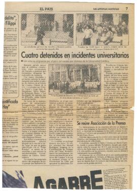 Cuatro detenidos en incidentes universitarios