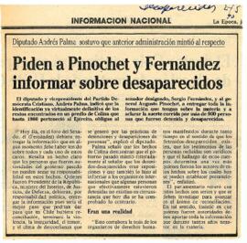 Piden a Pinochet y Fernández informar sobre desaparecidos