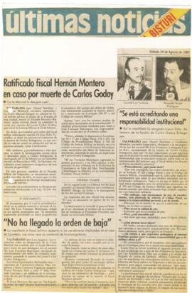 Ratificado Fiscal Hernán Montero en caso por muerte de Carlos Godoy
