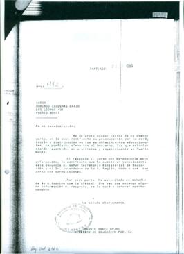 Me es grato acusar recibo de su atenta carta, en la cual manifiesta su preocupación por...