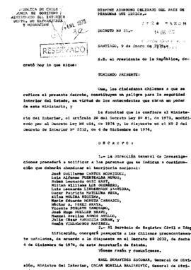 Decreto N° 21. Dispone abandono obligado del país de personas que indica.