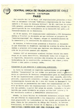 Documento del Comité Exterior a la quinta sesión de la Comisión Investigadora de los Crímenes de ...