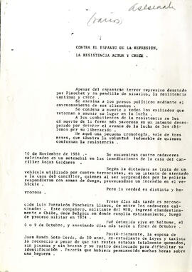 Contra el Espanto de la Represión, la Resistencia Actúa y Crece." (1)