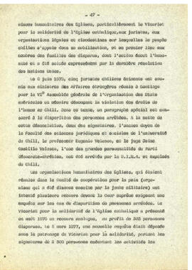 Le regime de terreur au Chile et la disparation des déteneus politiques. (47)