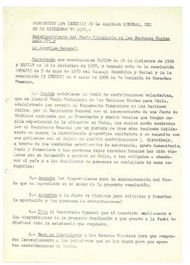 Resolución 174 (XXXIII) de la Asamblea General, del 20 de diciembre de 1978. (1)