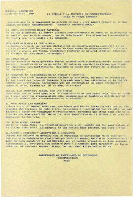 La verdad y la justicia no pueden esperar. Chile no puede esperar.