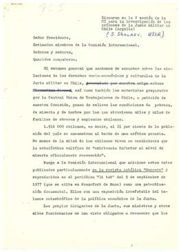 Señor Presidente, Estimados miembros de la Comisión Internacional, Señoras y señores, Queridos co...