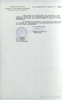 E. Bruselas Of. Secreto N° 577/16 - Ministerio de Relaciones Exteriores - Embajada de Chile en Br...