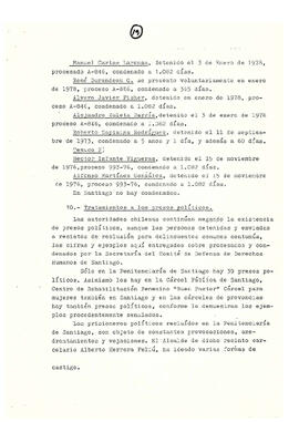 Memorándum acerca de las violaciones a los derechos humanos en Chile en diferentes campos de acci...