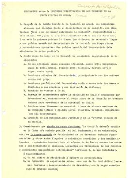 Memorandum sobre la Comisión Investigadora de los Crímenes de la Junta Militar en Chile