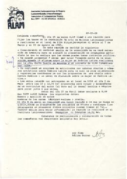 Carta Asociación Latinoamericana de Mujeres, 1983-03-28