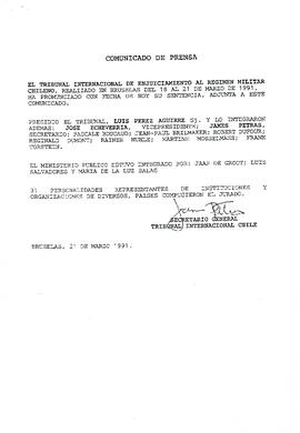 Ciudadano presidente, tenemos a bien remitir a ud. La sentencia del Tribunal Internacional pronun...