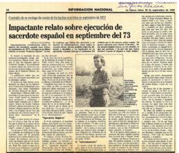 Impactante relato sobre ejecución de sacerdote español en septiembre del 73."