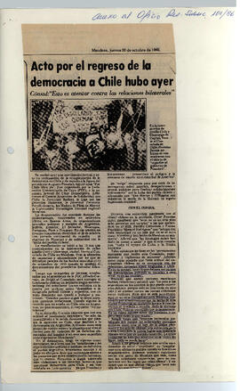 CONGECHILE Mendoza Oficio Reservado SUBSEC N° 1010/86 - Ministerio de relaciones Exteriores, Cons...