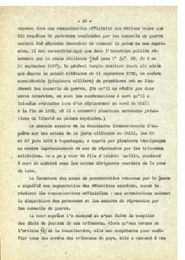 Le regime de terreur au Chile et la disparation des déteneus politiques. (10)