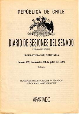 Diario de sesiones del Senado, Sesión 22a.