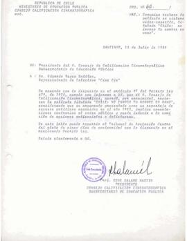 De: Presidente del H. Consejo de Calificación Cinematográfica