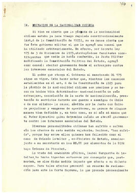 IX. Privación de la nacionalidad chilena (1)